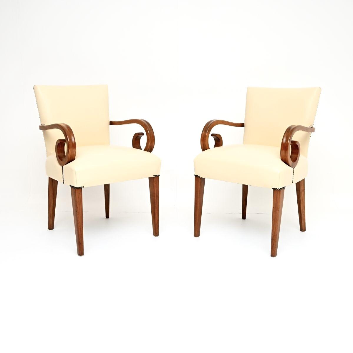 Pair of Art Deco Walnut and Leather Armchairs (1 of 10) Pair of Art Deco Walnut and Leather Armchairs (1 of 10)