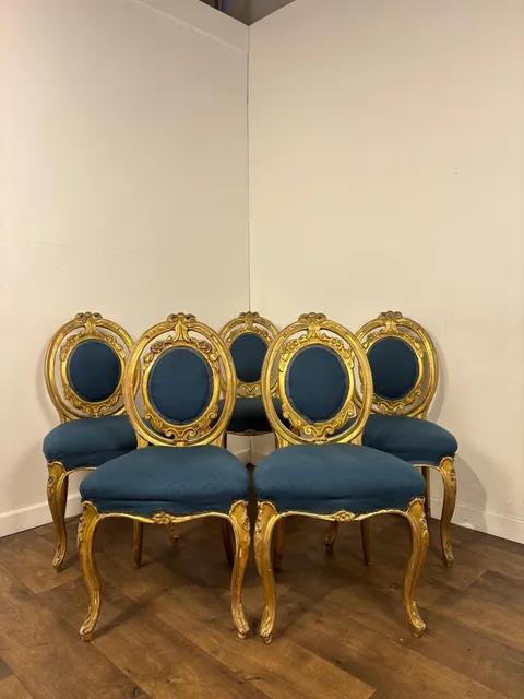 Set of Five Antique French Rococo Style Gilt Dining Chairs (1 of 12) Set of Five Antique French Rococo Style Gilt Dining Chairs (1 of 12)