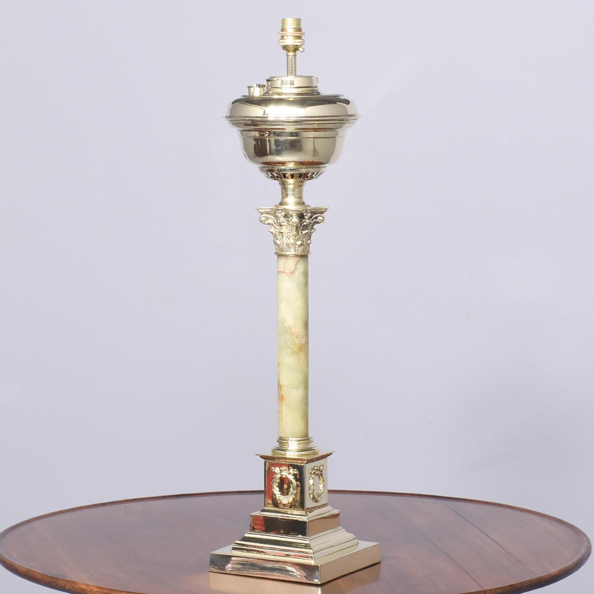 Victorian Onyx & Brass Lamp (1 of 6)