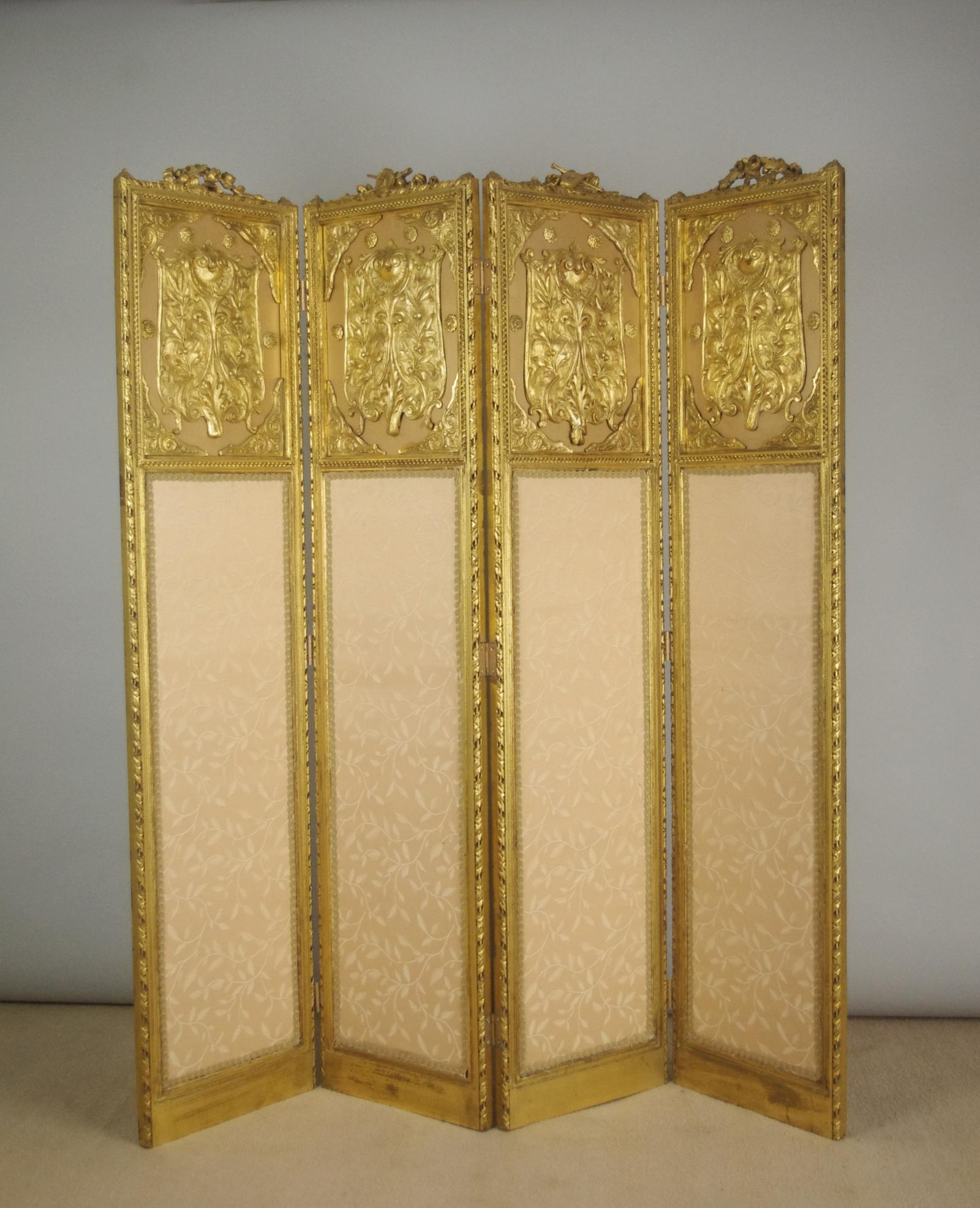 19th Century Gilt Four Fold Screen (1 of 16)