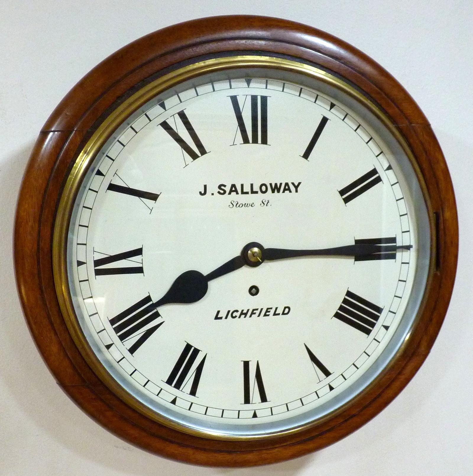 Fine Period 12” English Fusee Dial Timepiece by John Salloway, Lichfield. 1879 (1 of 7) Fine Period 12” English Fusee Dial Timepiece by John Salloway, Lichfield. 1879 (1 of 7)