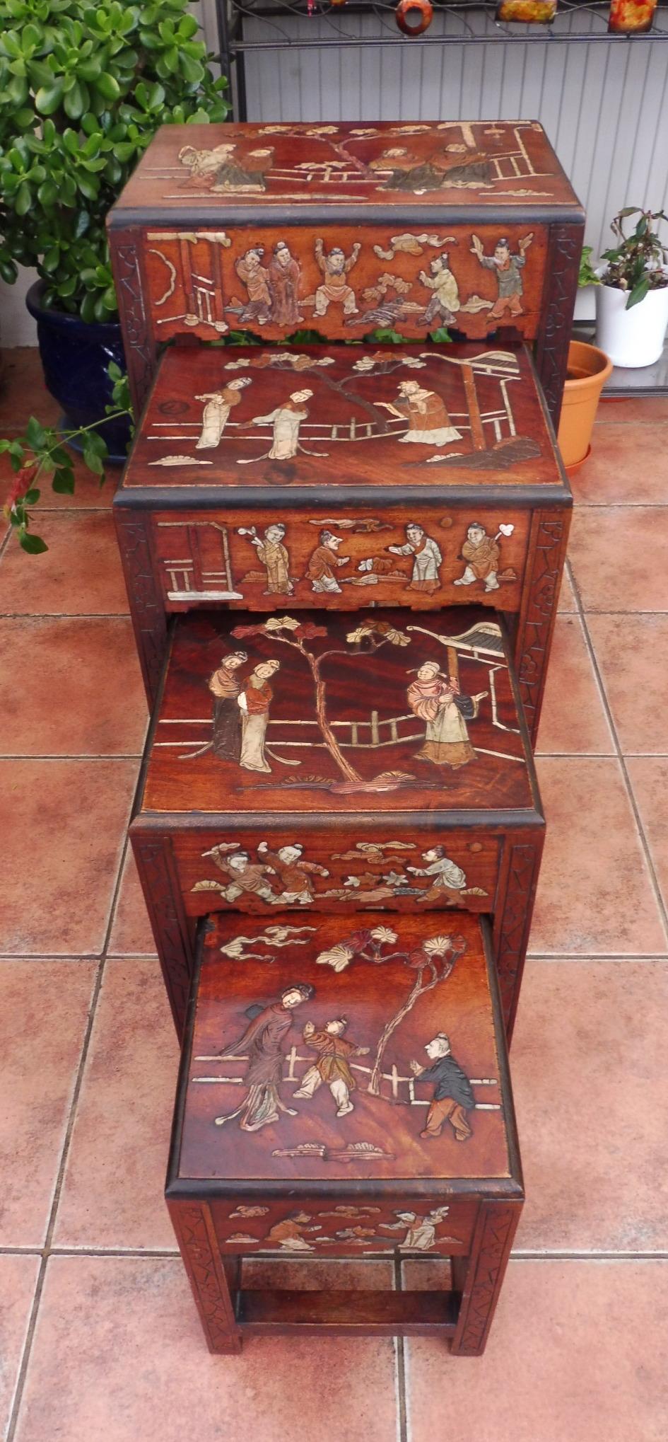 Nest of 4 Chinese Tables Superb Quality 1920s-1930s (1 of 23)