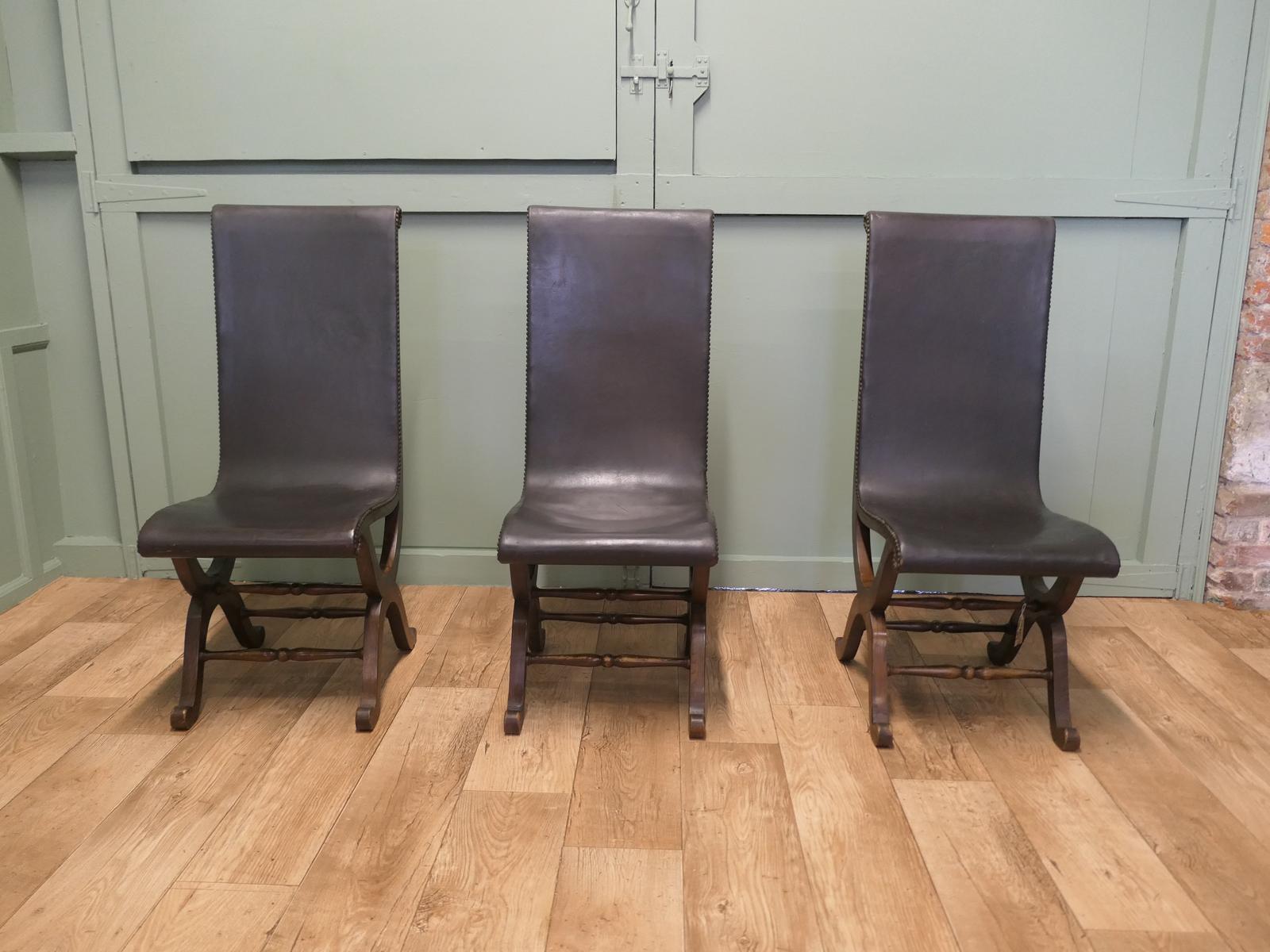 A Set of 3 Mid Century Leather and Oak Fireside Sling Chairs by Pierre Lottier (1 of 7) A Set of 3 Mid Century Leather and Oak Fireside Sling Chairs by Pierre Lottier (1 of 7)