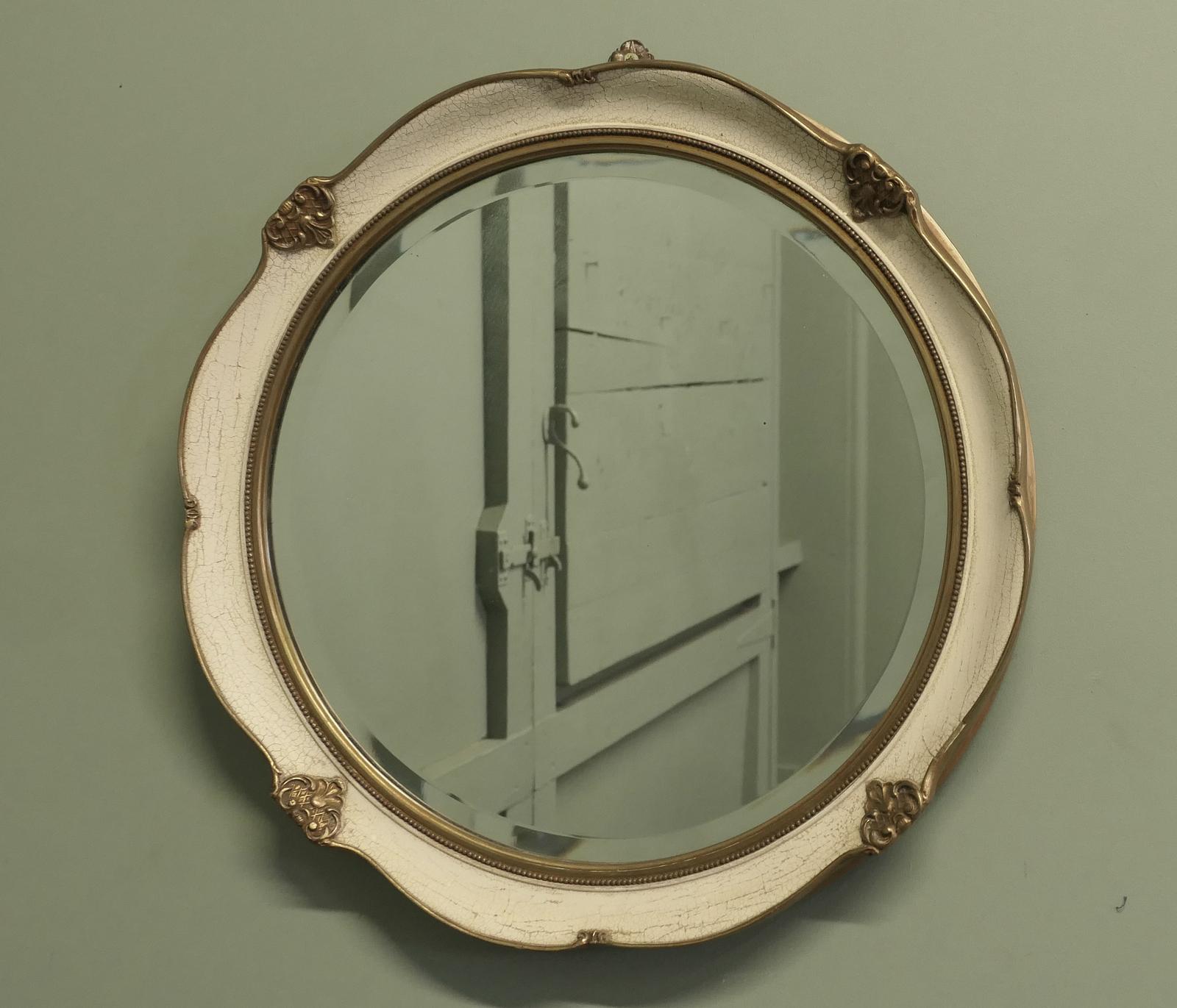 French Round Art Deco Wall Mirror in Gilt and Cream (1 of 5) French Round Art Deco Wall Mirror in Gilt and Cream (1 of 5)