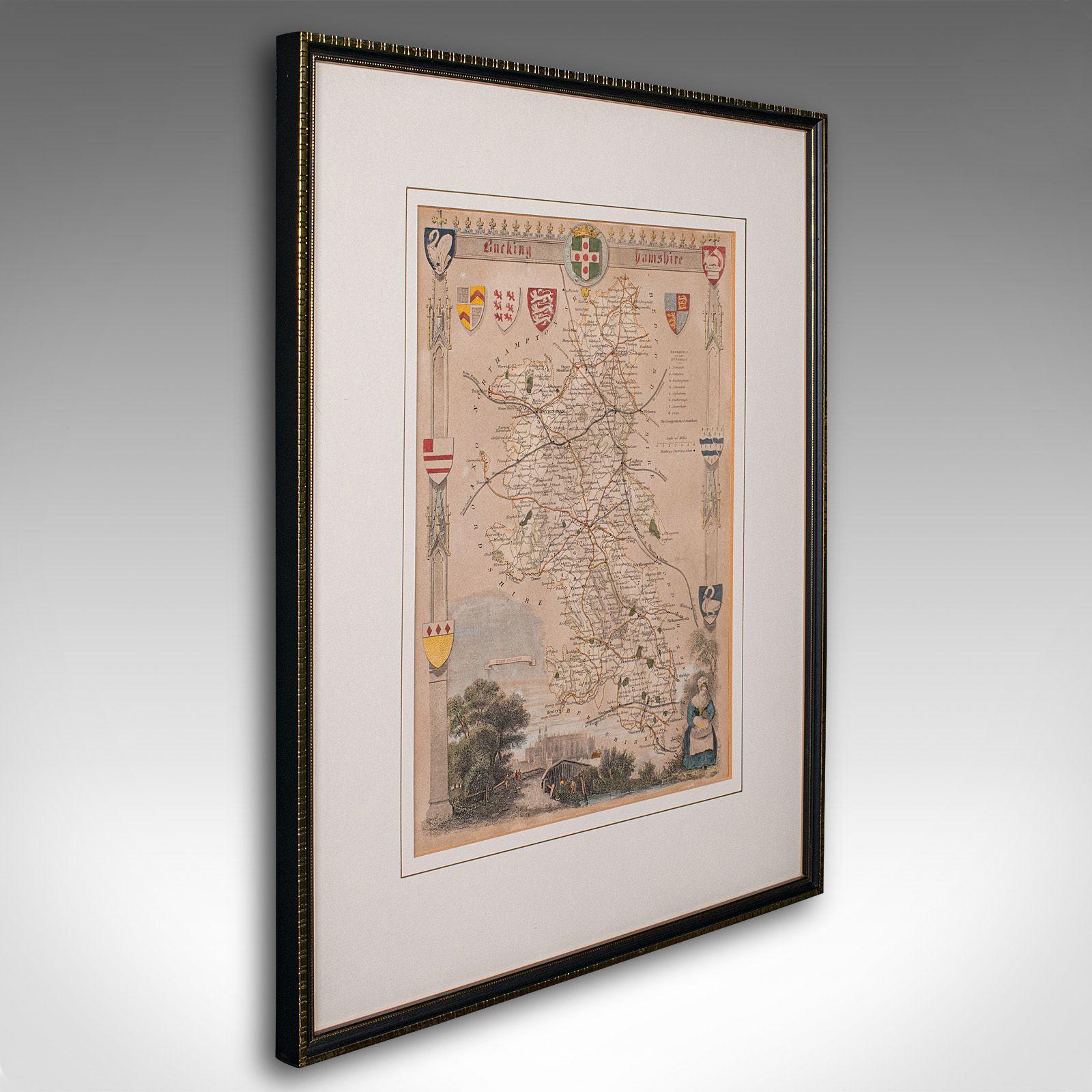 Antique Lithography Map, Buckinghamshire, English, Framed Cartography - Victorian (1 of 12)