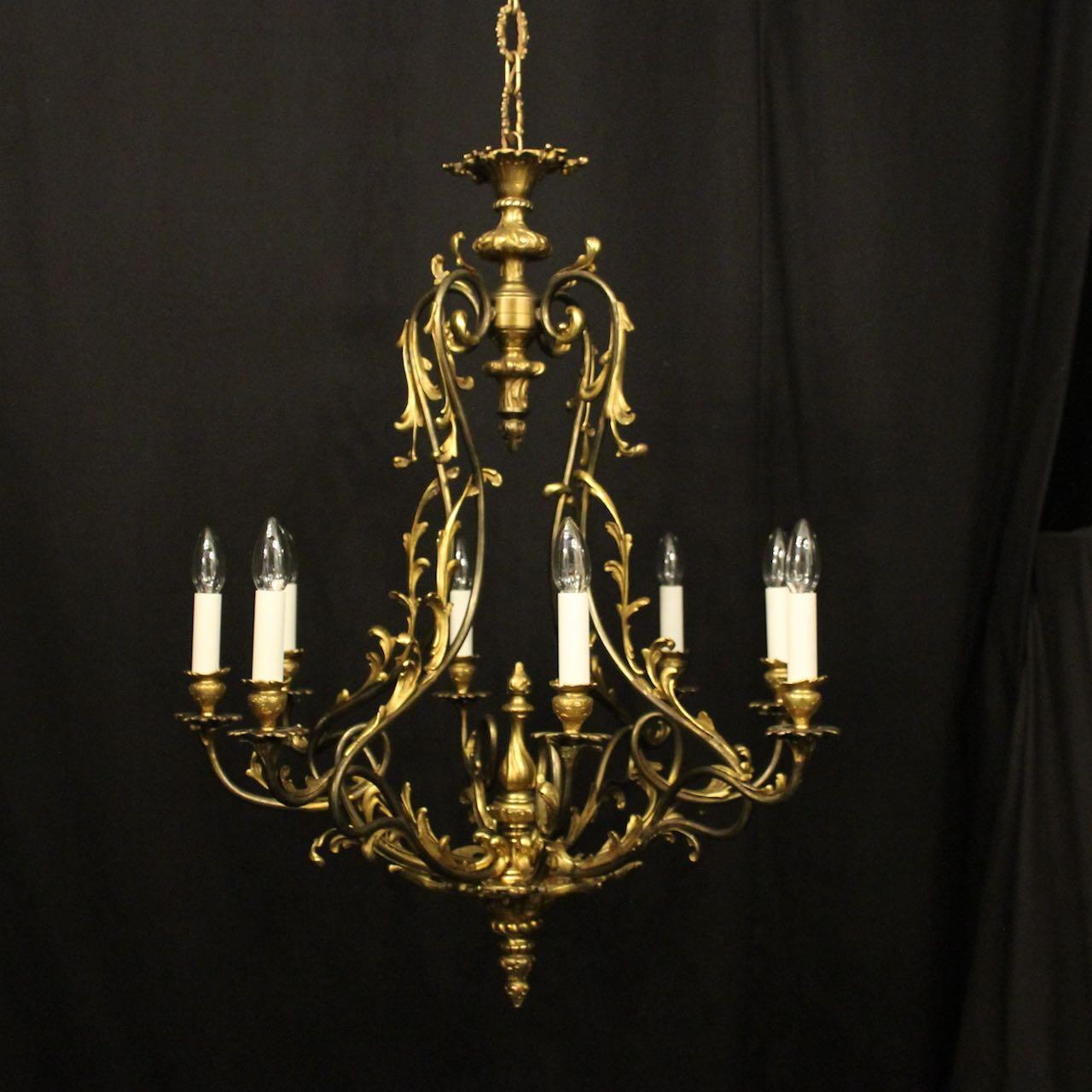 French Gilded Bronze 8 Light Antique Chandelier (1 of 10)
