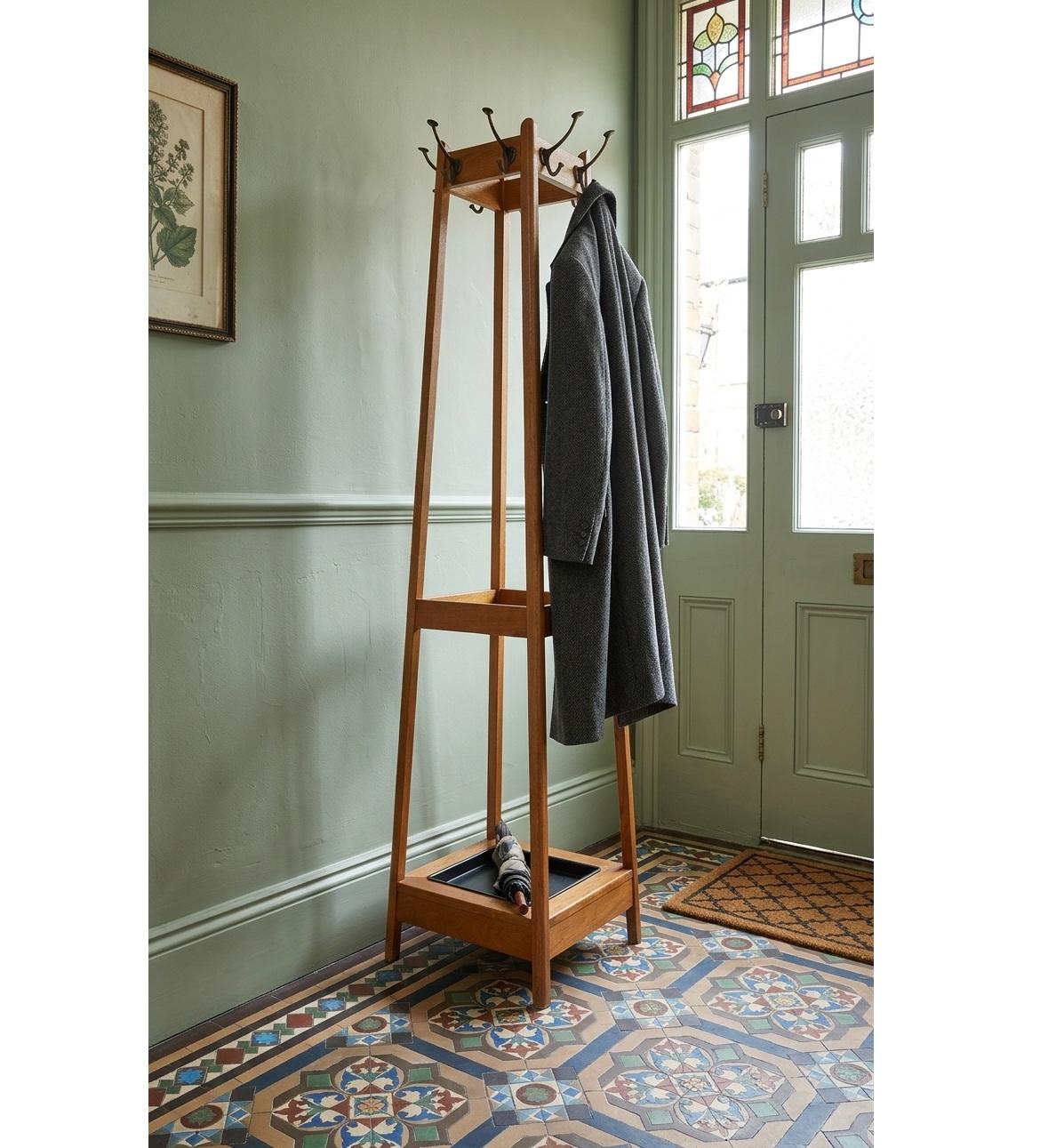 Oak Coat Stand with Double Hooks & Umbrella Holder (1 of 18) Oak Coat Stand with Double Hooks & Umbrella Holder (1 of 18)