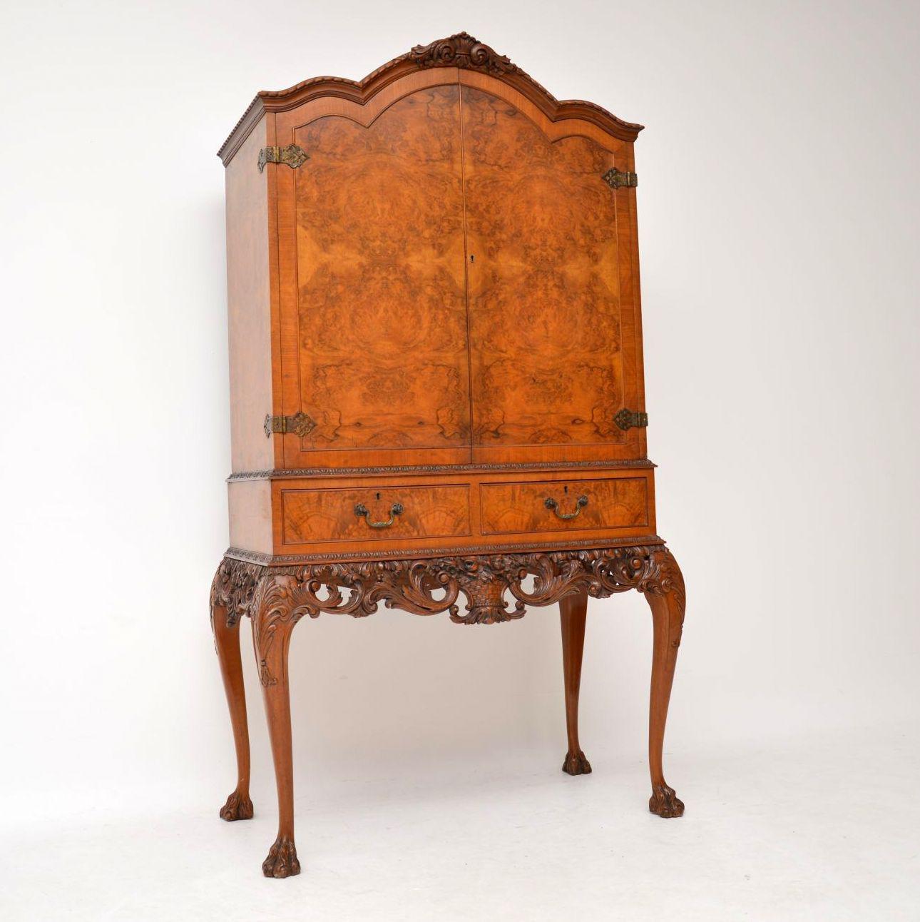 Antique Queen Anne Style Burr Walnut Cocktail Cabinet (1 of 11) Antique Queen Anne Style Burr Walnut Cocktail Cabinet (1 of 11)