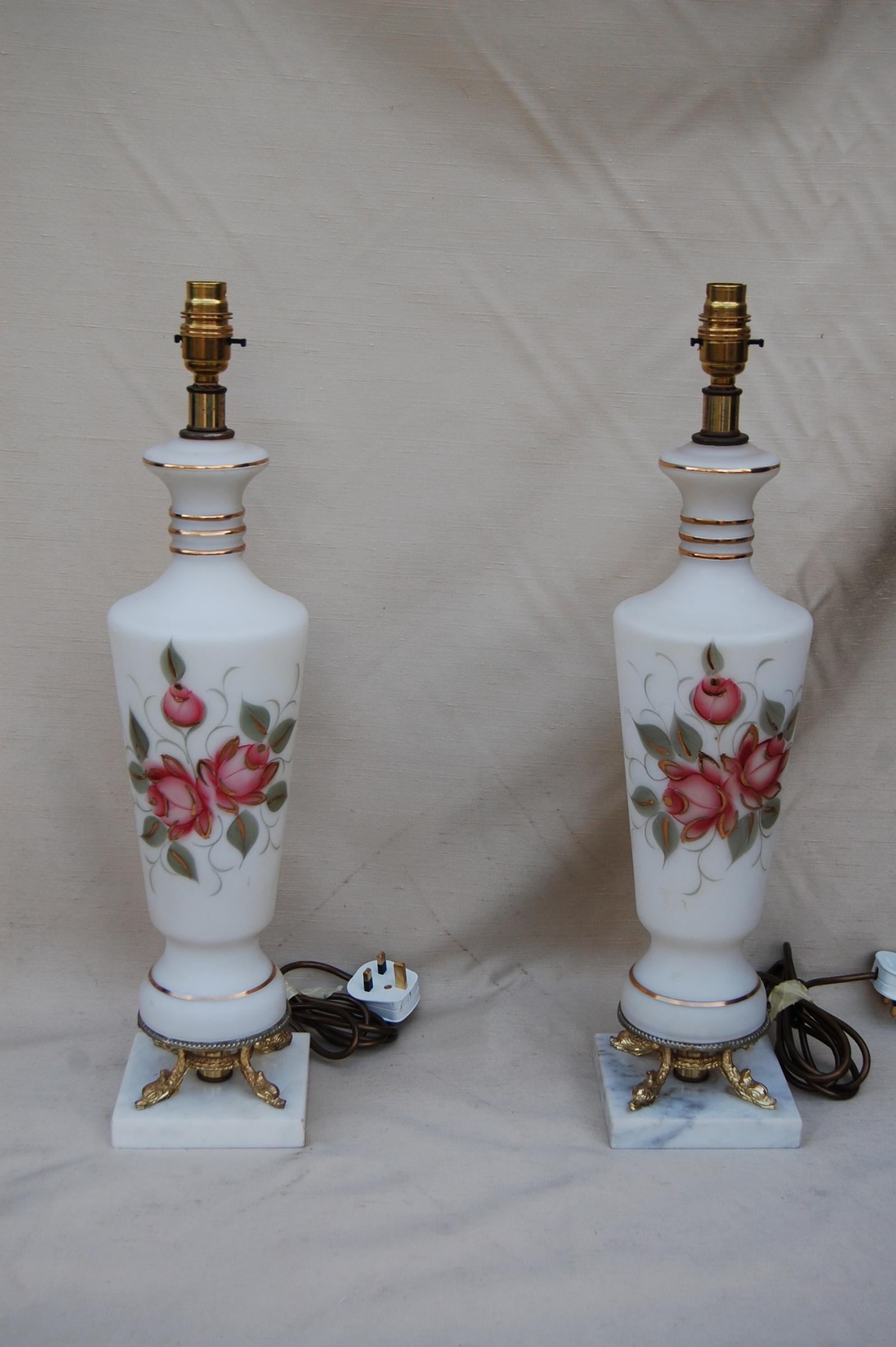 Pair of Milk Glass Table Lamps (1 of 5)
