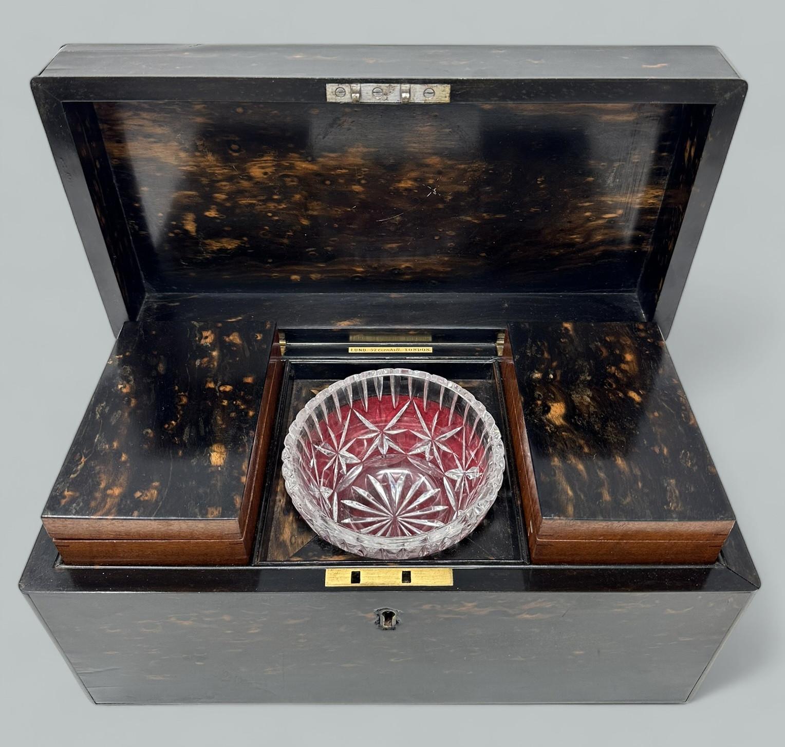 Antique English Coromandel Wooden Double Tea Caddy by Thomas Lund 19th Century (1 of 9)