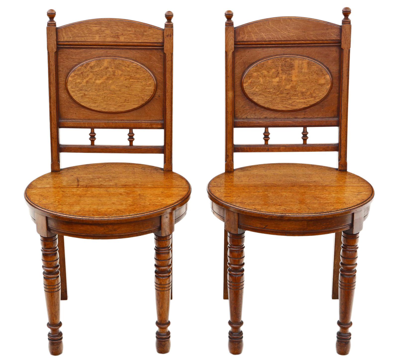Pair of Oak Hall Side or Bedroom Chairs c.1880 (1 of 6) Pair of Oak Hall Side or Bedroom Chairs c.1880 (1 of 6)