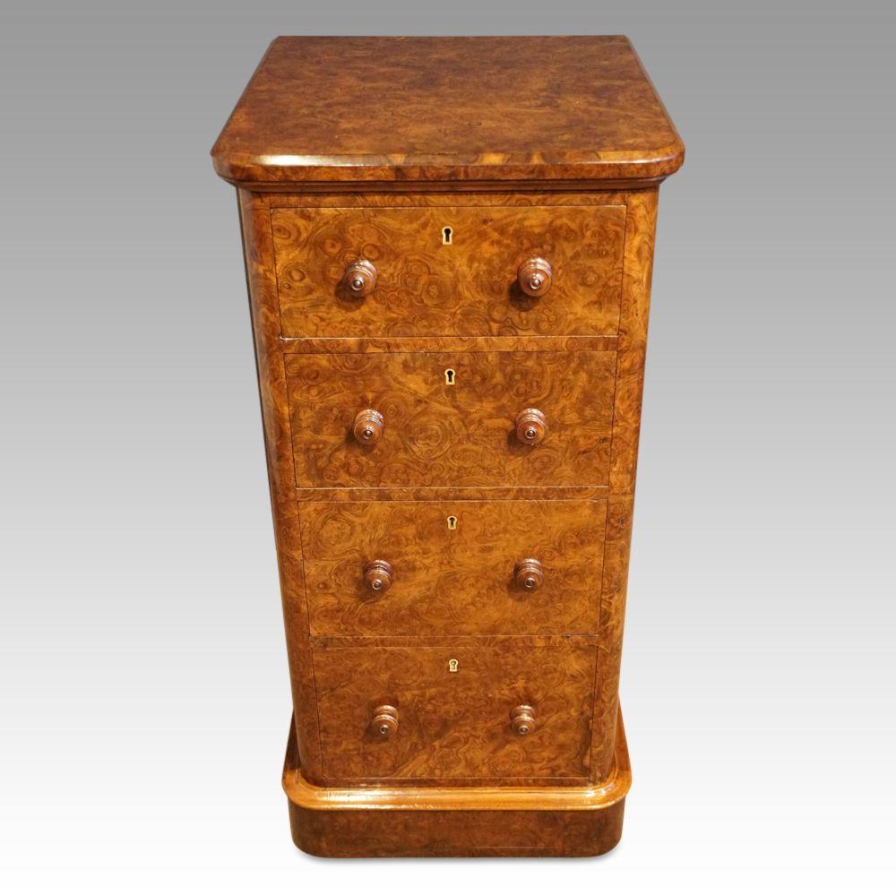 Victorian Burr Walnut Pedestal Chest (1 of 7)