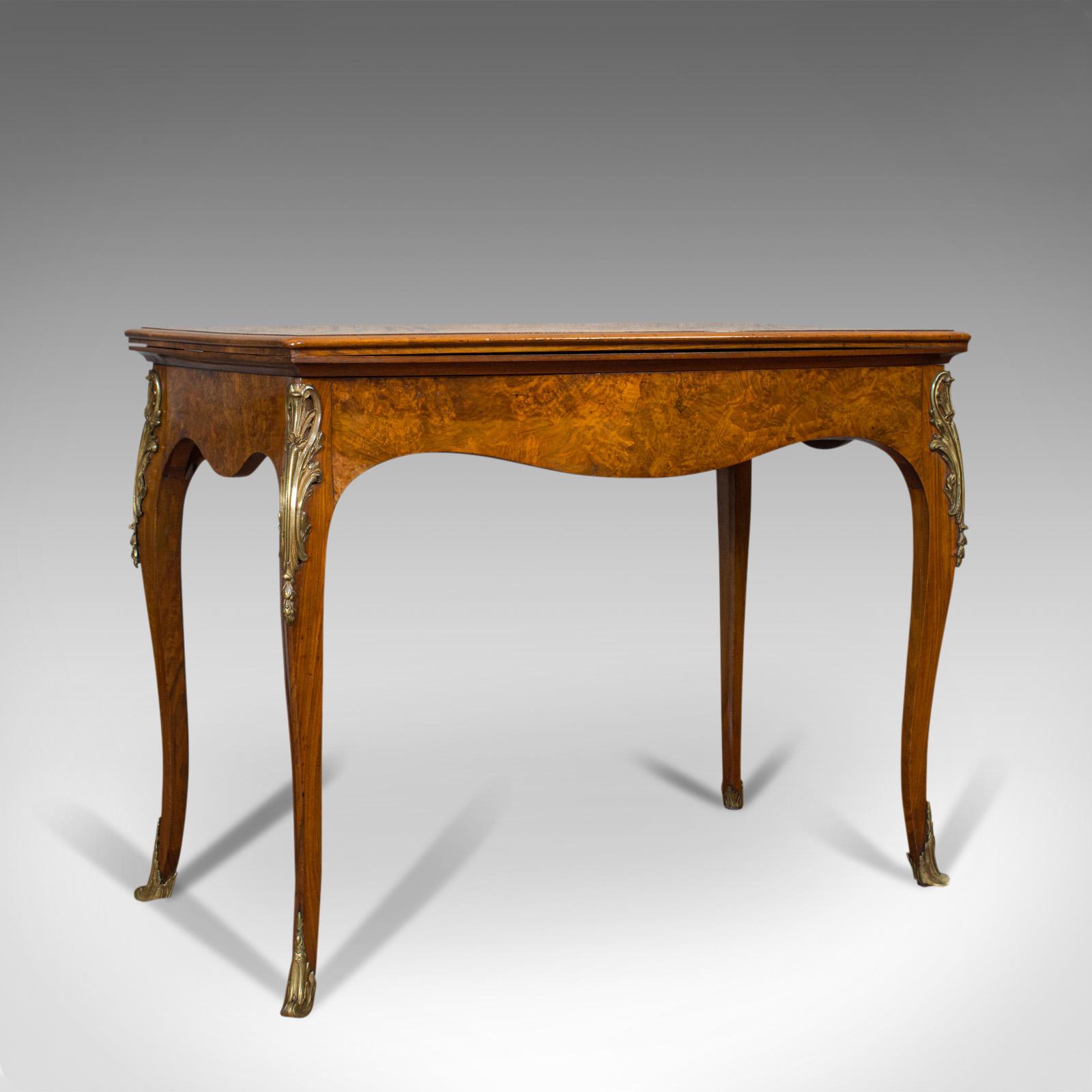 Antique Card Table, French, Burr Walnut, Fold Over, Games, Victorian c.1870 (1 of 12)