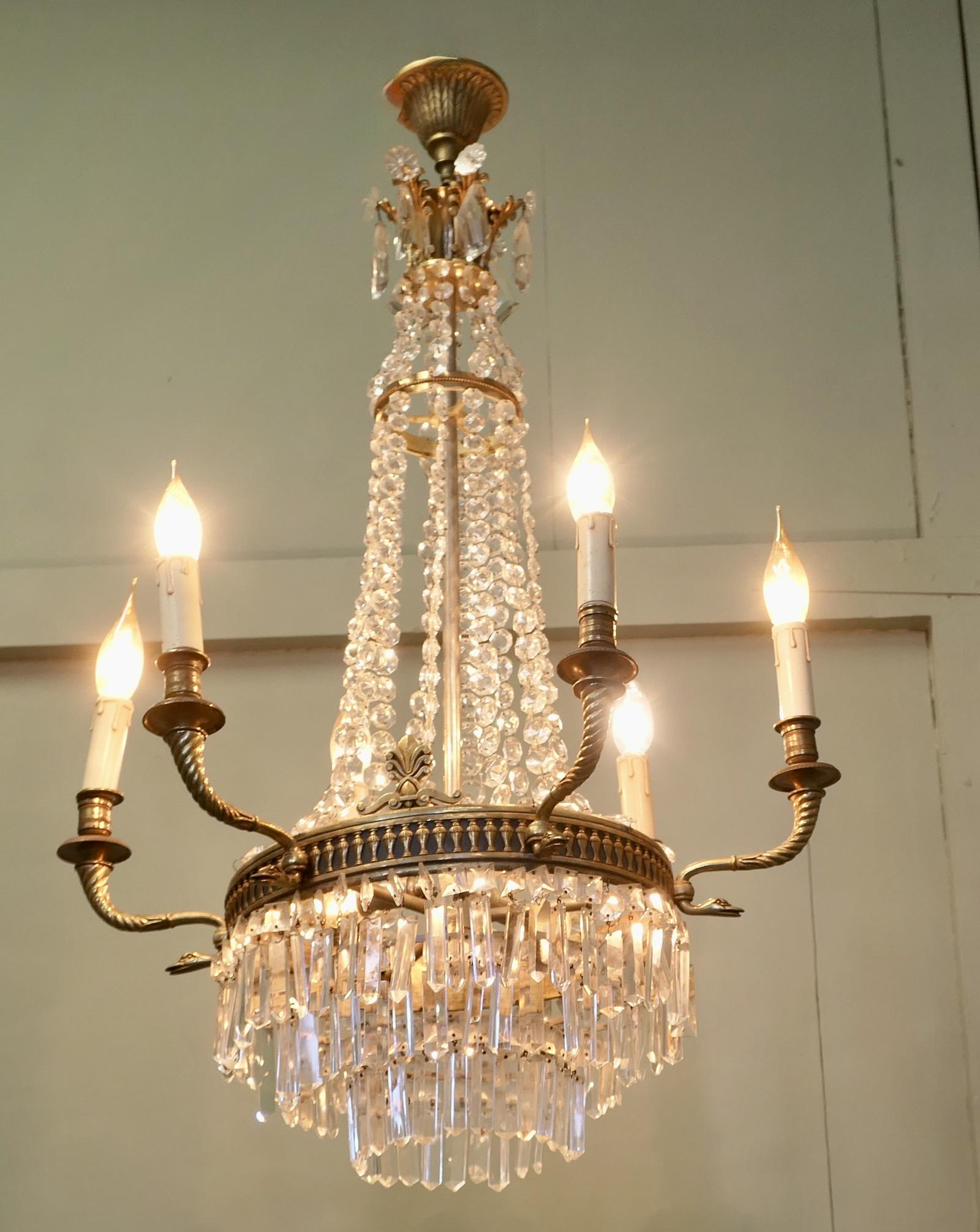 Large 6 Branch French Empire Tent & Waterfall Chandelier (1 of 5) Large 6 Branch French Empire Tent & Waterfall Chandelier (1 of 5)