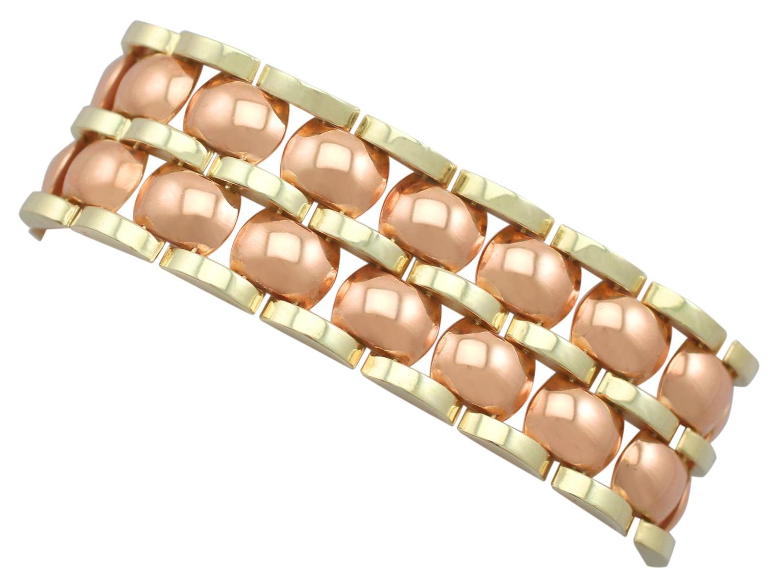Vintage 14ct Rose Gold & 14ct Yellow Gold Bracelet - Art Deco Style c.1950 (1 of 14)