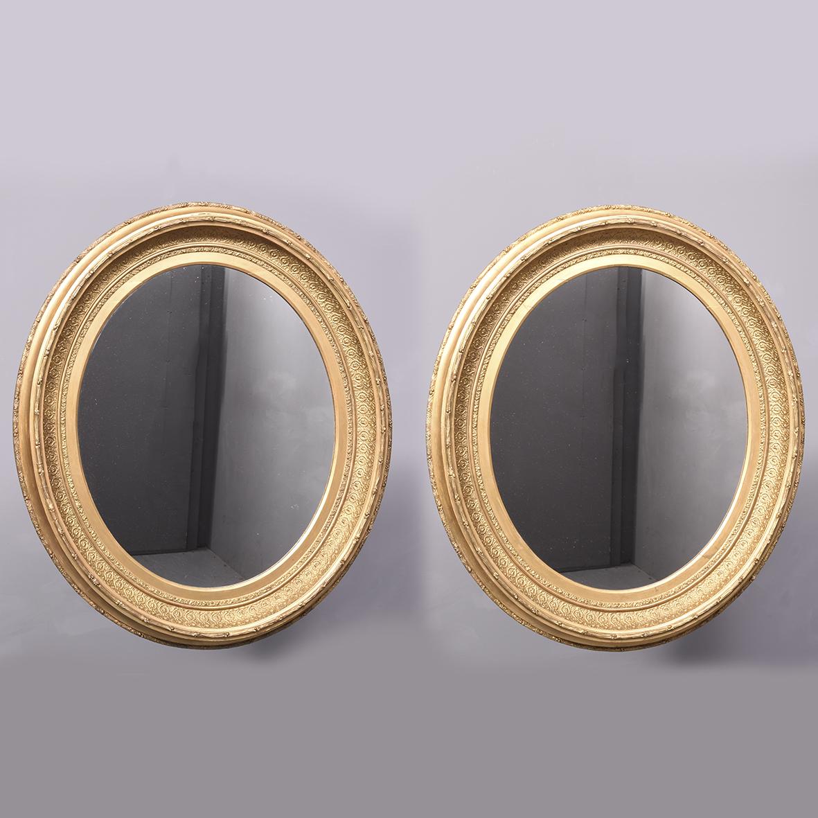 Pair of Victorian Oval Gilded Mirrors (1 of 5)