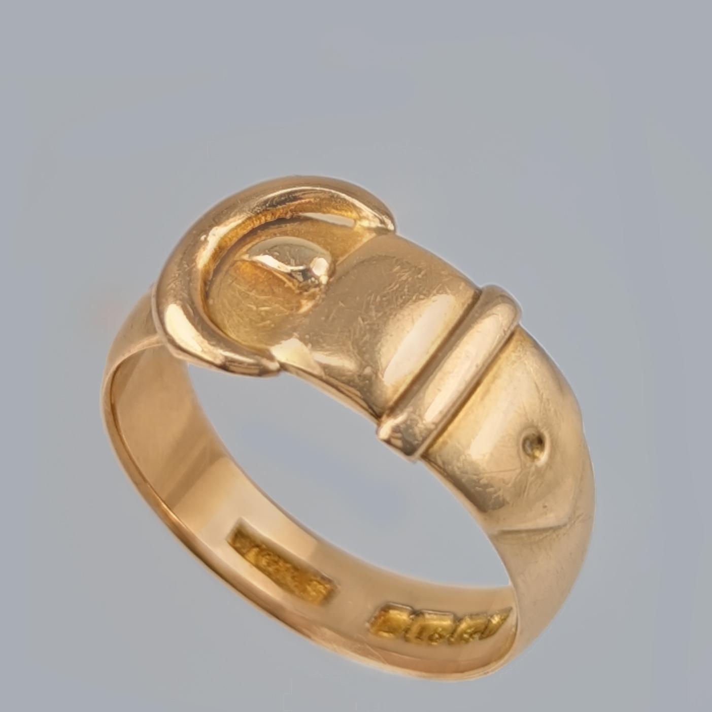 Antique 18ct Gold Buckle Ring Edwardian William Griffiths & Son Birmingham 1908 (1 of 5)