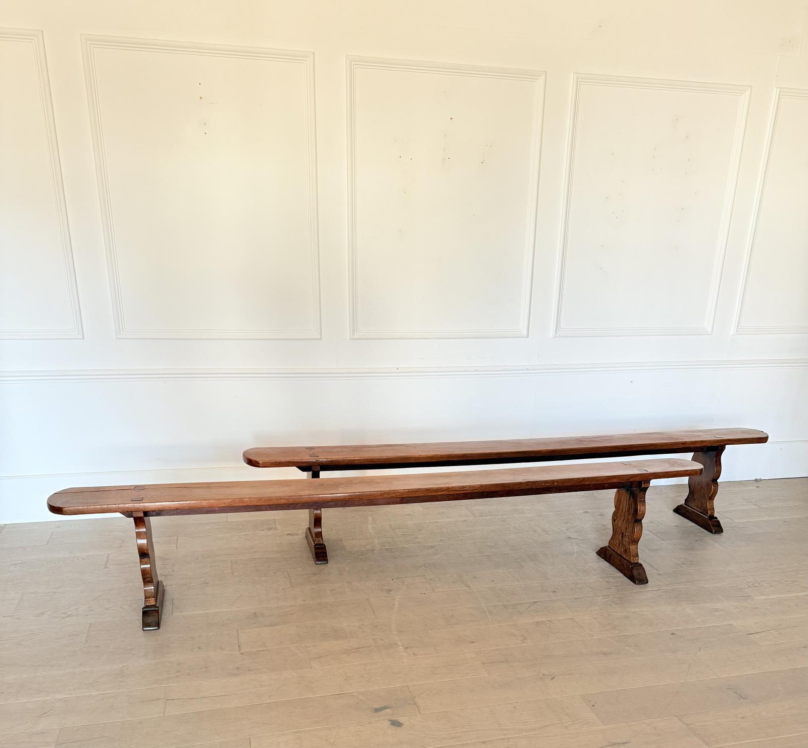 Large Pair of 19th Century Cherrywood Benches (1 of 10)