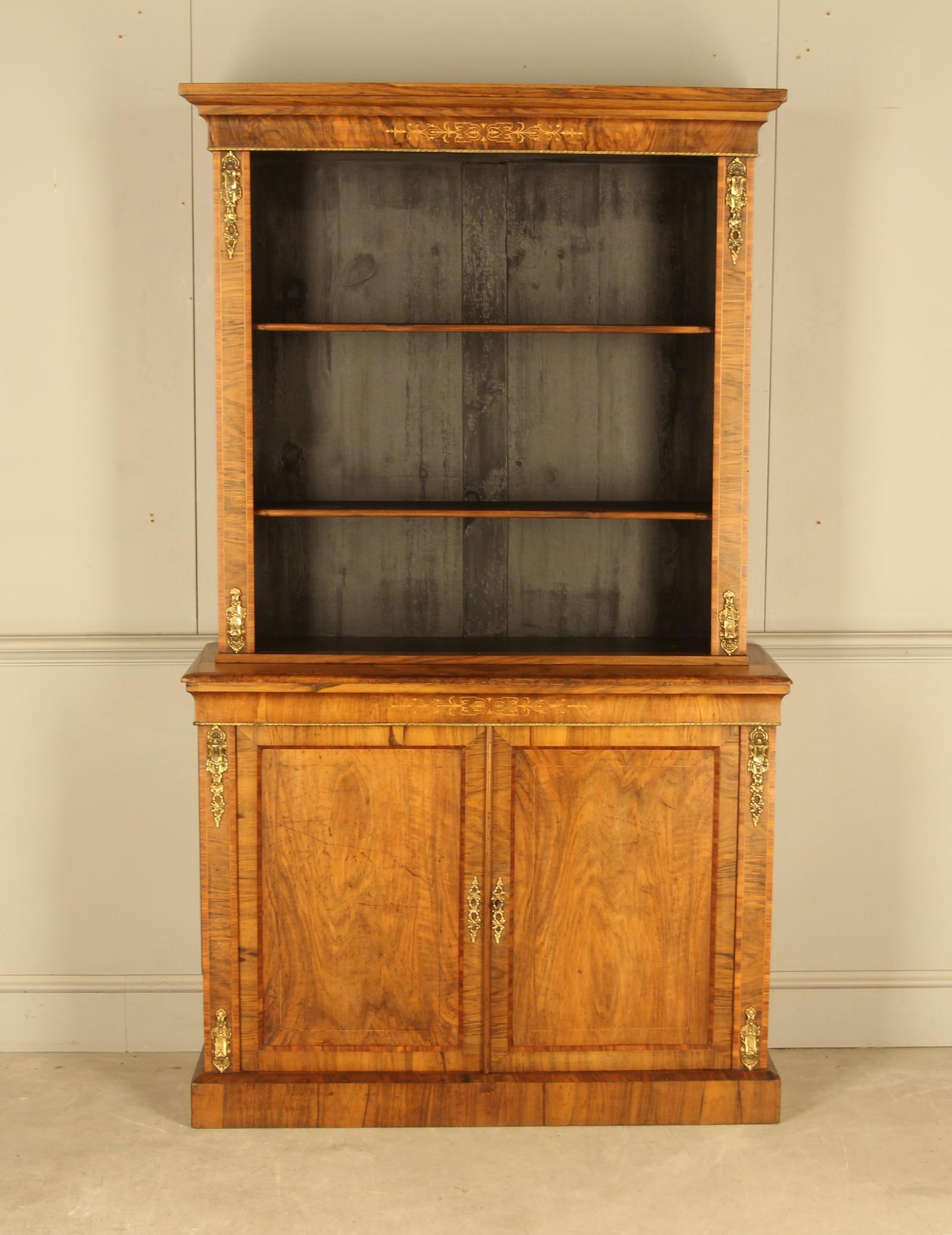 19th‑century Victorian Walnut Bookcase with Gilt Mounts (1 of 8) 19th‑century Victorian Walnut Bookcase with Gilt Mounts (1 of 8)