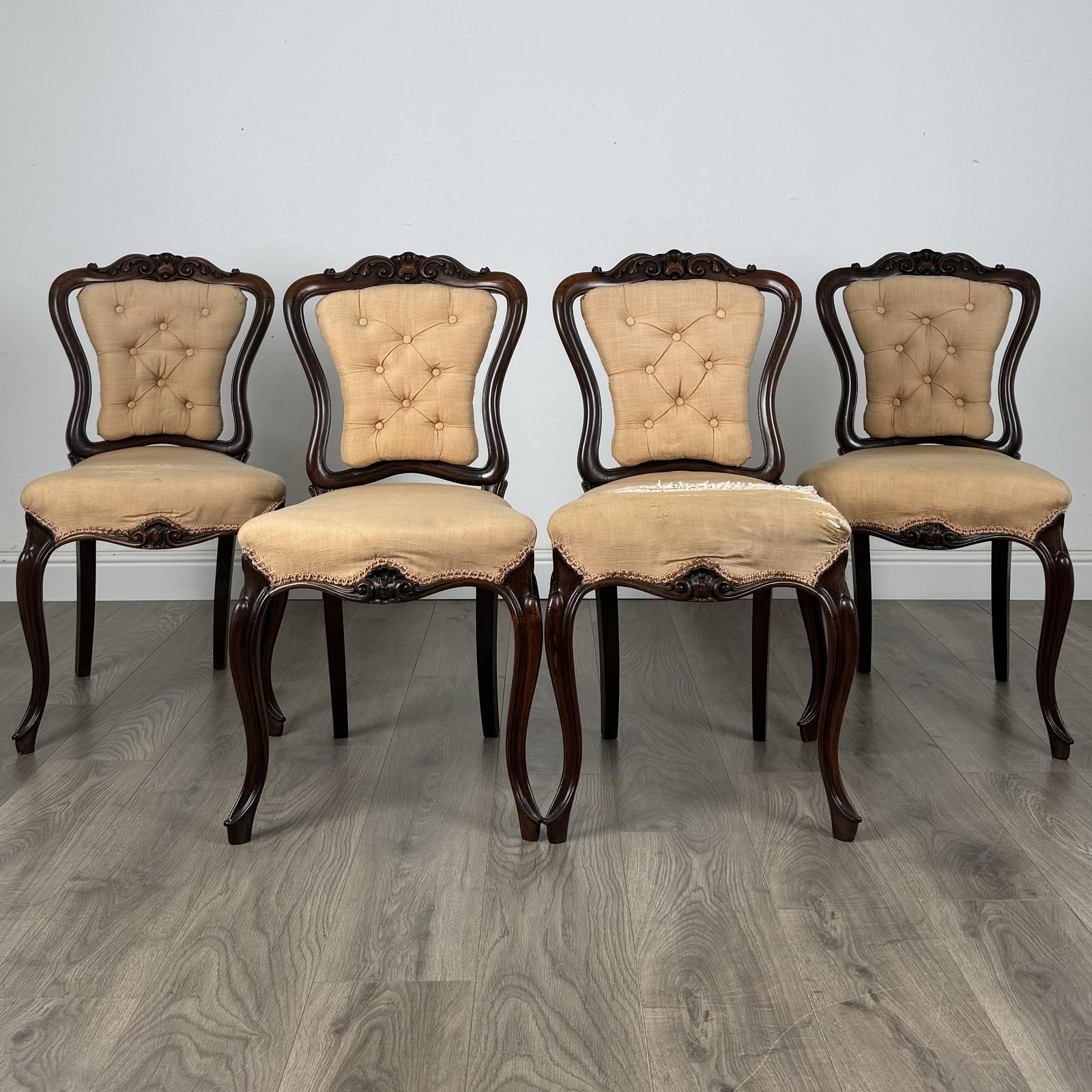 Antique 19th Century Set of 4 Finest Quality Dining Chairs (1 of 9)