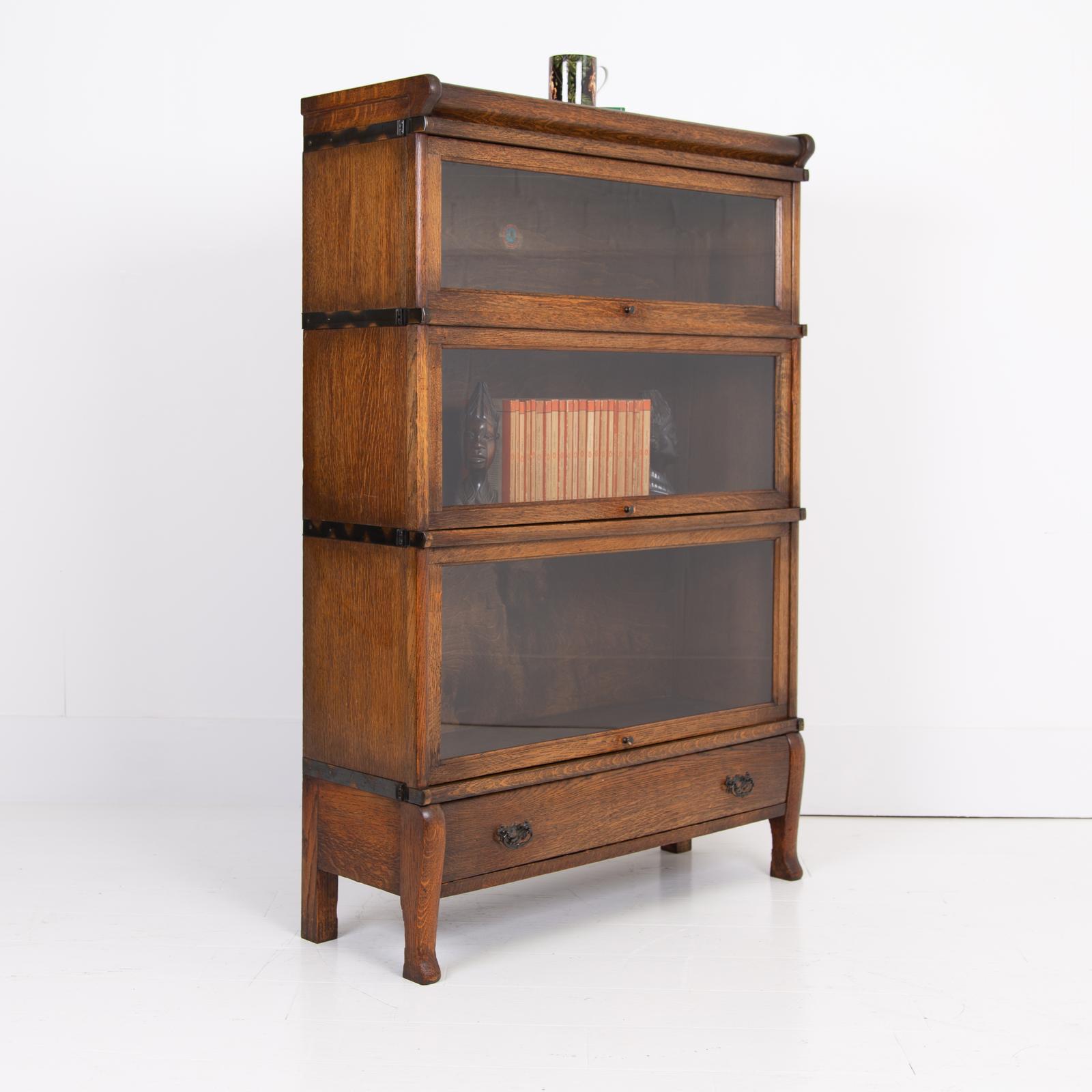 Oak Globe Wernicke 3 Tier Library Bookcase c.1910 (1 of 13)