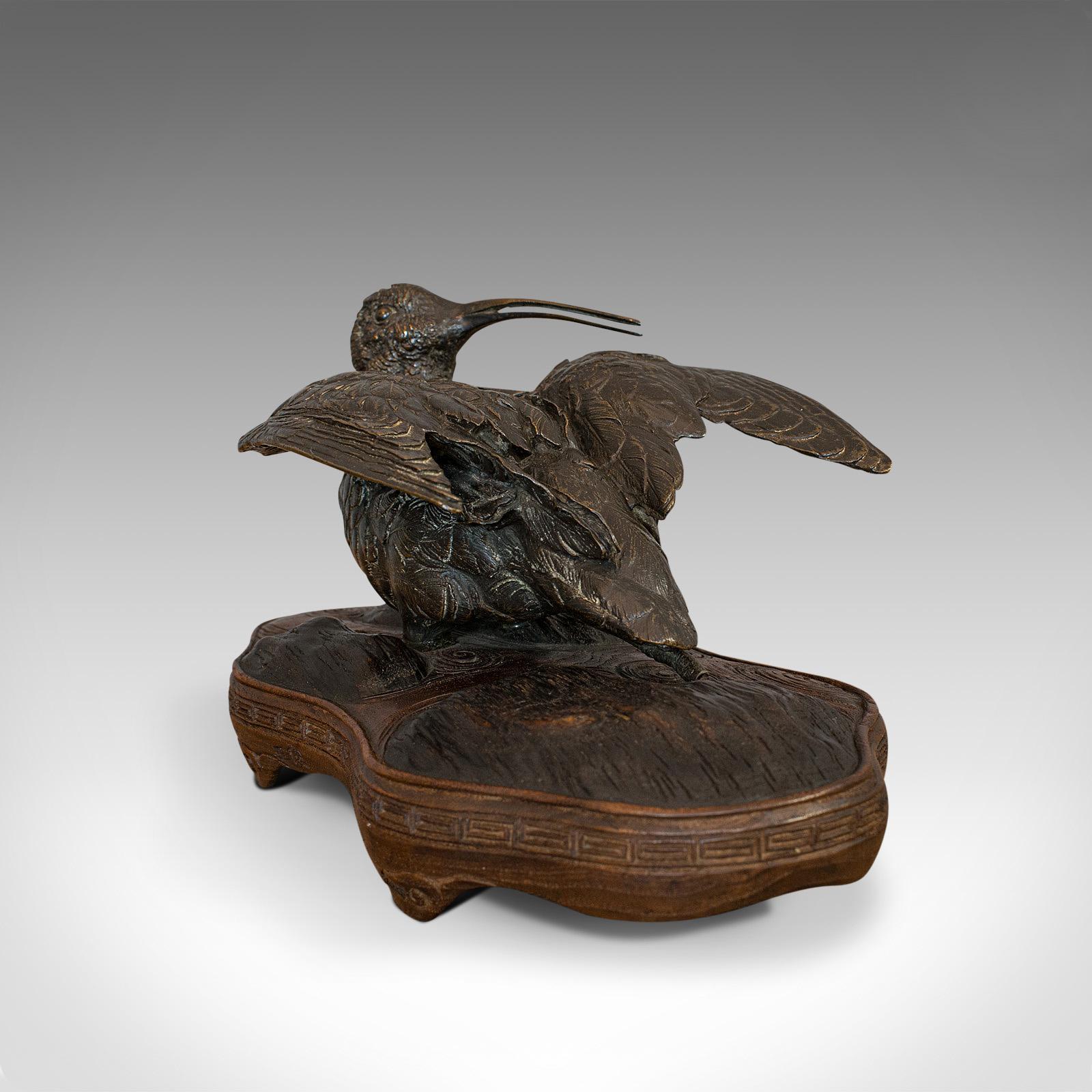 Antique, Curlew, Oriental, Bronze, Mahogany, Decorative, Small Bird c.1900 (1 of 12)