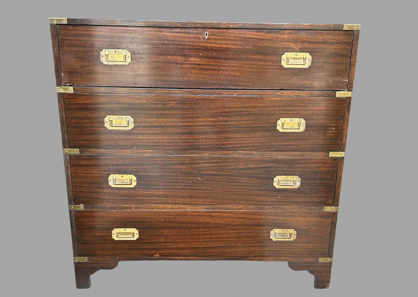 Mahogany Veneer Campaign Style Secretaire Chest of Drawers (1 of 6) Mahogany Veneer Campaign Style Secretaire Chest of Drawers (1 of 6)