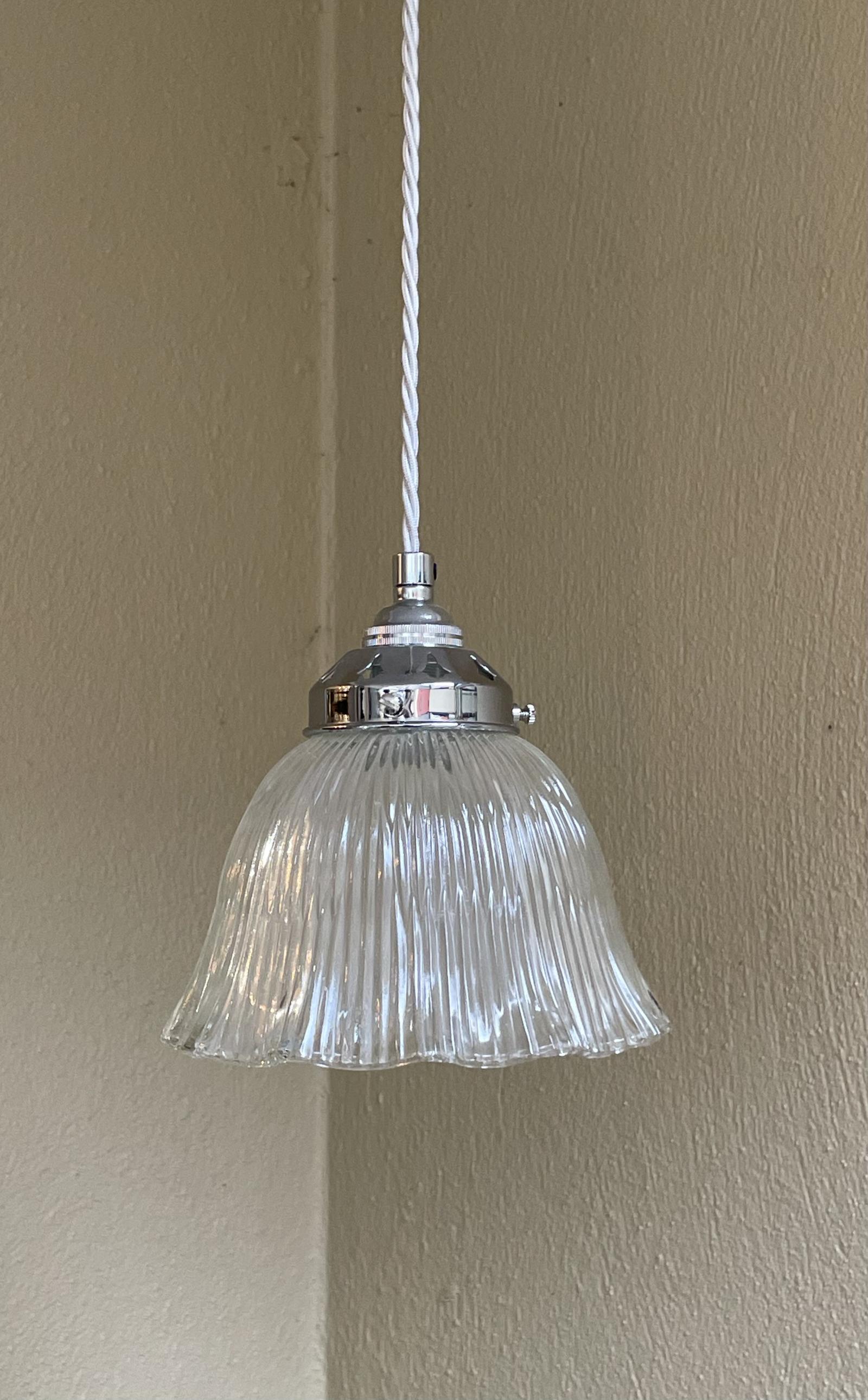 Holophane Style Pendant Light with Chrome Gallery (1 of 6)