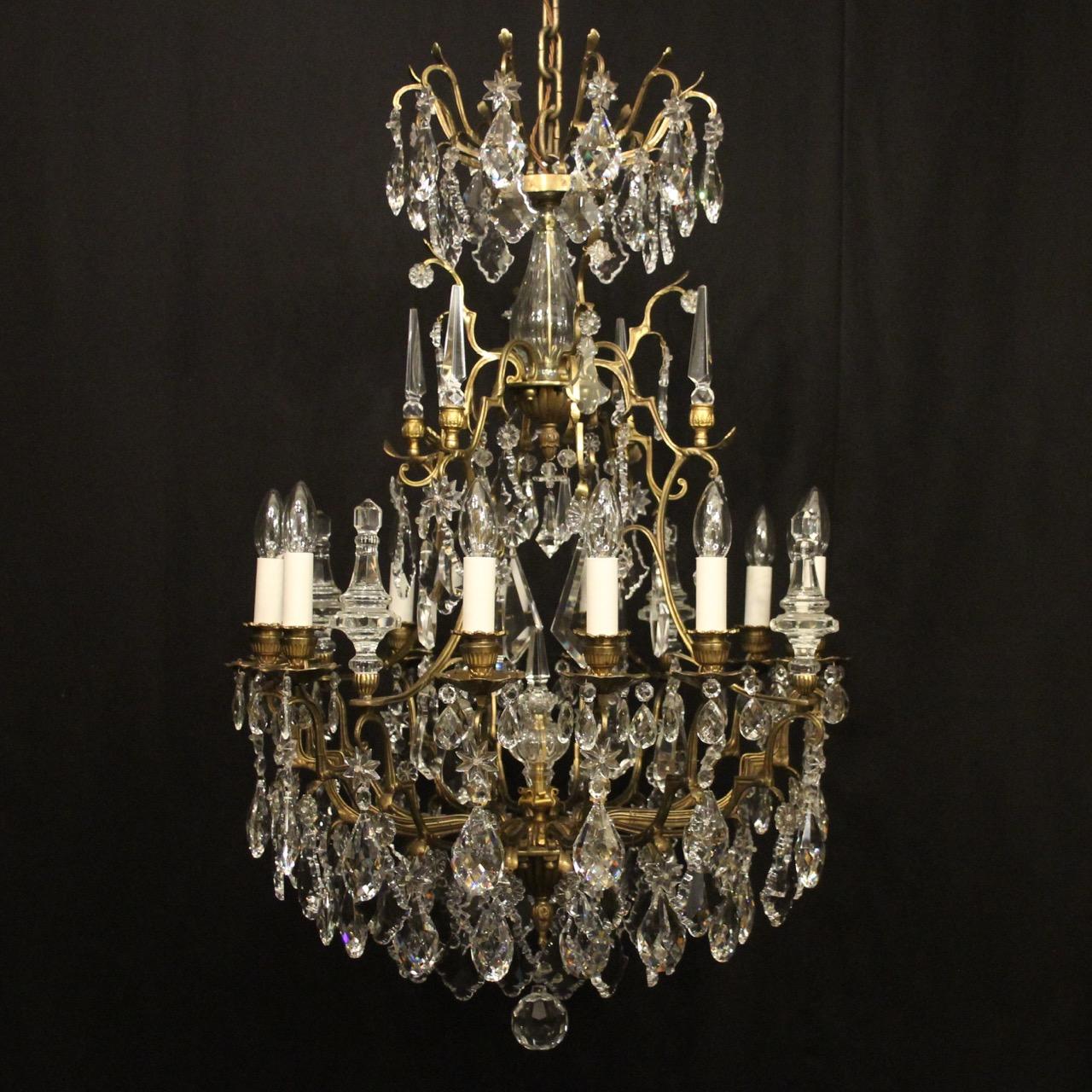 French Bronze & Crystal 12 Light Chandelier (1 of 10)