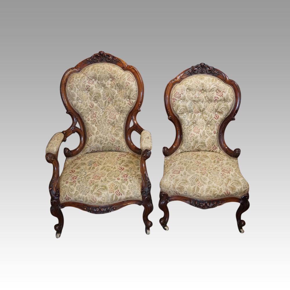 Victorian Walnut His & Hers Chairs (1 of 13)