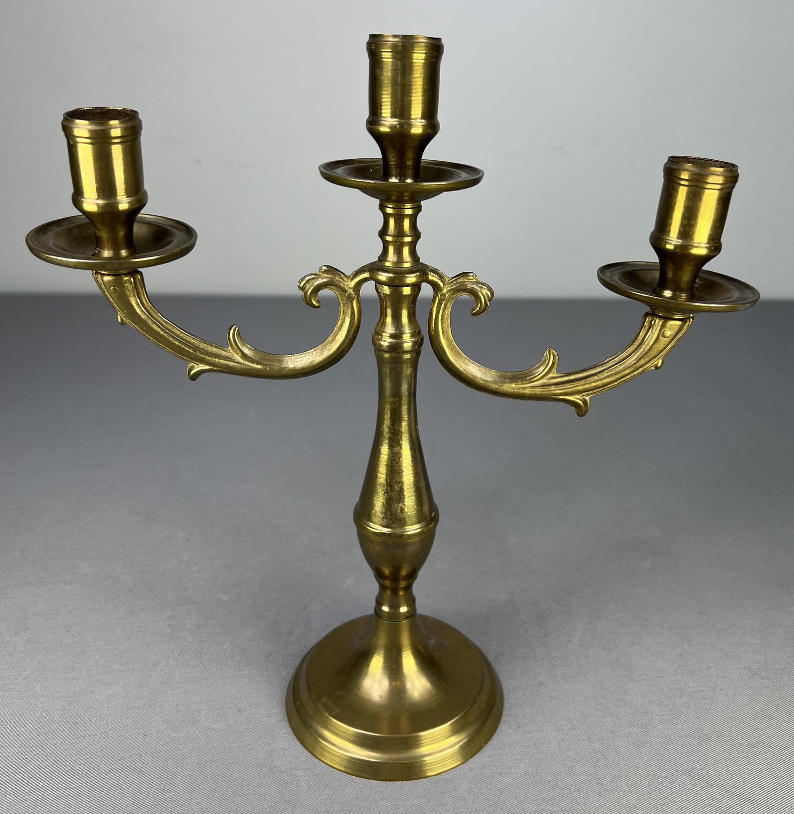 Three Arm French Vintage Brass Candelabra (1 of 8)