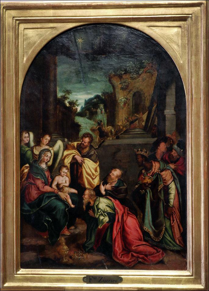 Antique Oil on Panel, 'Adoration', Follower of Zuccaro, Italian School ca.1600 (1 of 8)