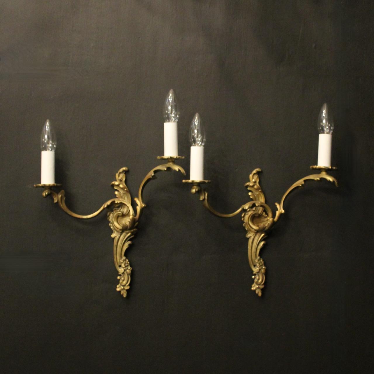 French Pair Of Bronze Antique Wall Lights (1 of 10)