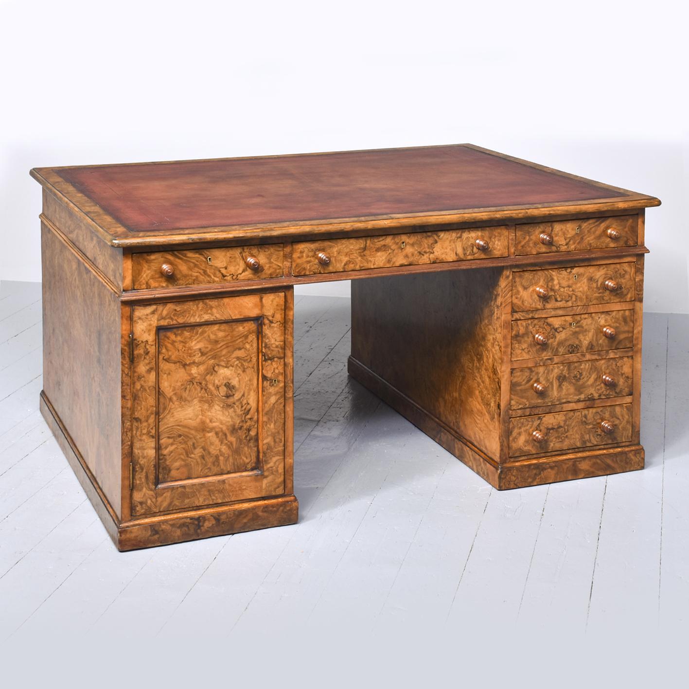 Victorian Burr Walnut Partners Desk (1 of 8) Victorian Burr Walnut Partners Desk (1 of 8)
