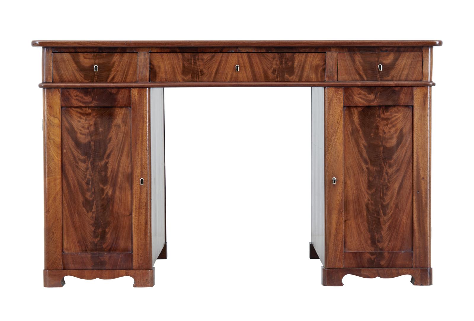 19th Century Empire Revival Mahogany Pedestal Desk (1 of 9)
