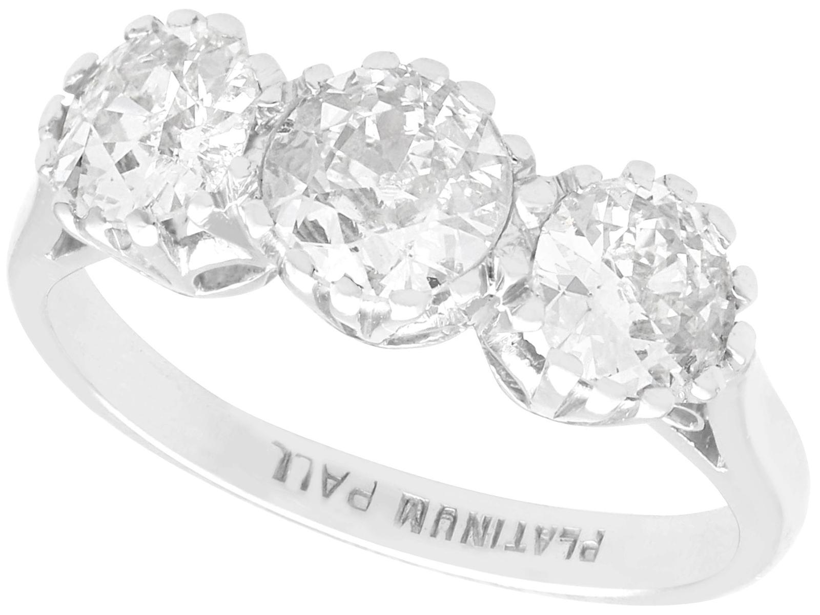 1.32ct Diamond & Palladium Trilogy Ring c.1950 (1 of 15)