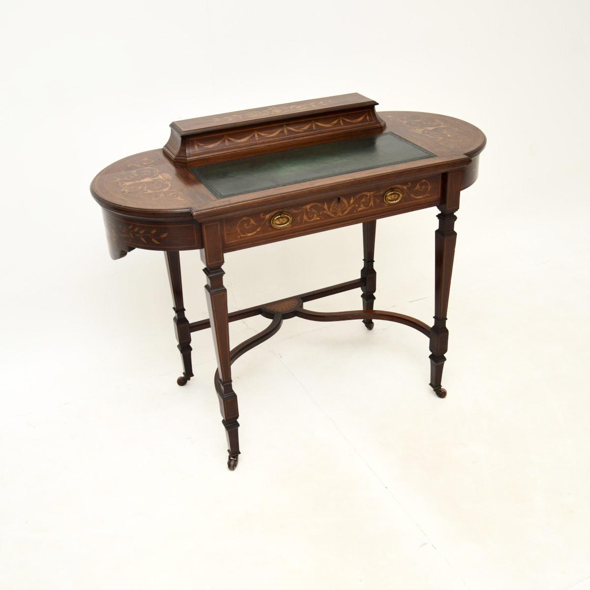 Antique Edwardian Inlaid Mahogany Writing Desk (1 of 12)