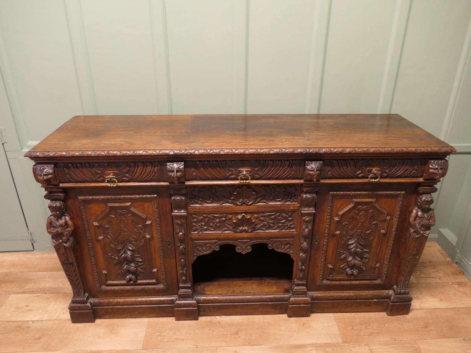 Green Man Carved Oak Cupboard or Dresser Base (1 of 7) Green Man Carved Oak Cupboard or Dresser Base (1 of 7)
