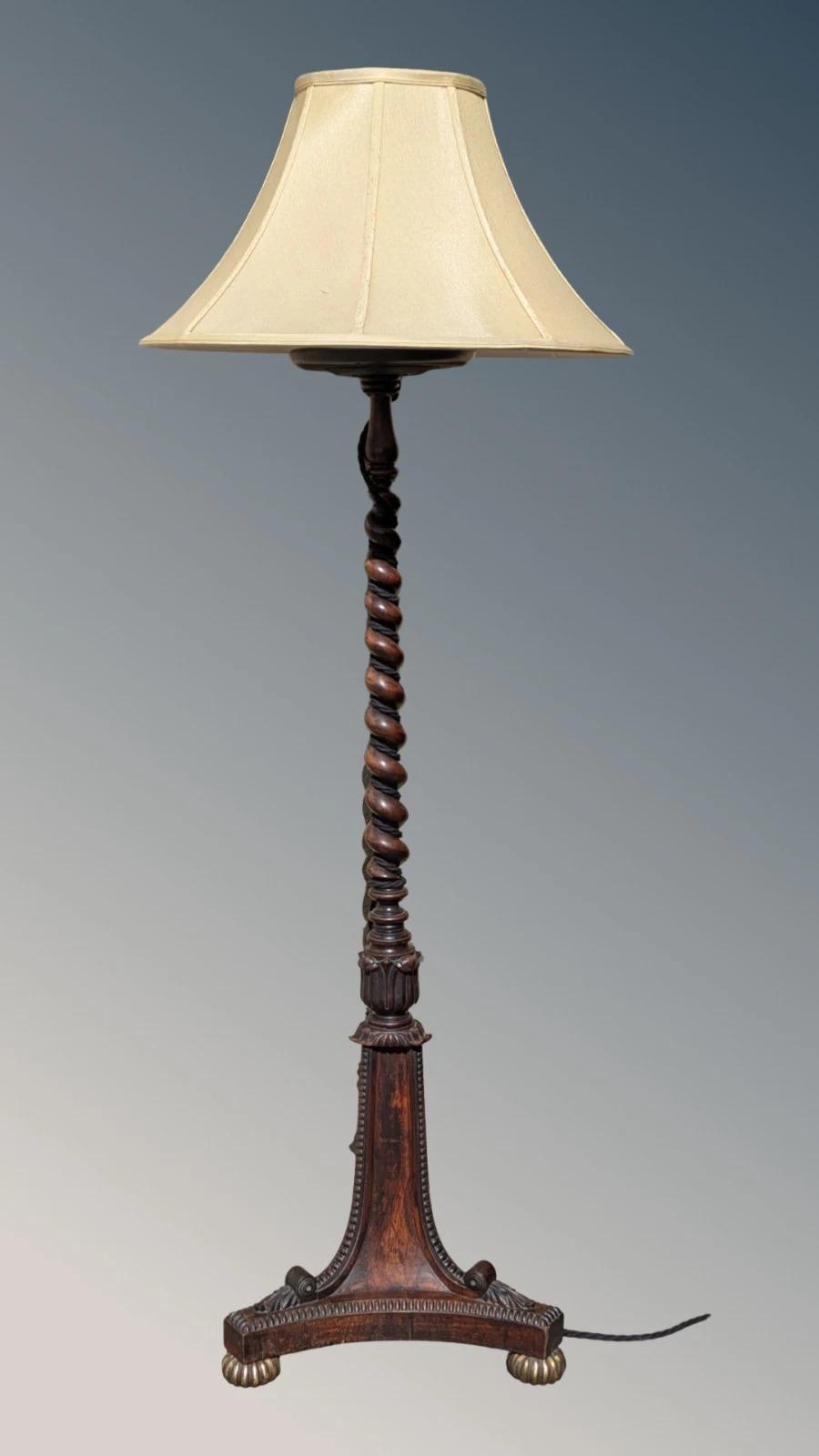 Elegant Regency Style Rosewood Standard Lamp Twist Column (1 of 7) Elegant Regency Style Rosewood Standard Lamp Twist Column (1 of 7)