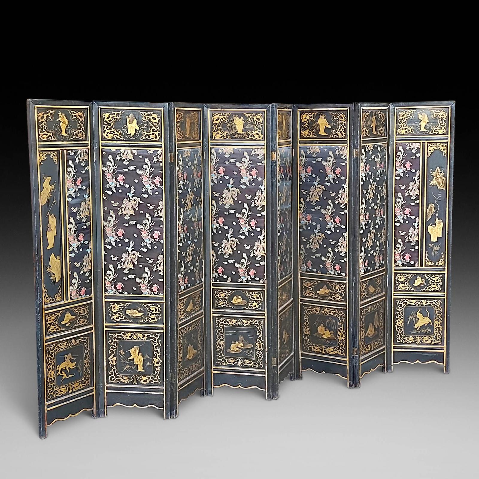 Regency Chinese Lacquered 8 Fold Dressing Screen (1 of 11)