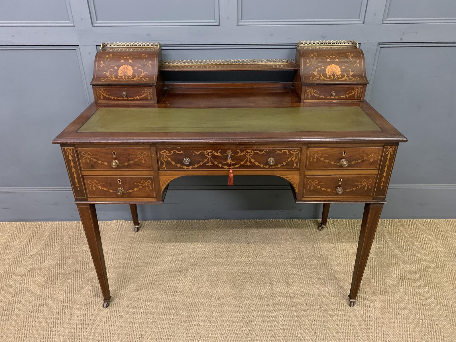 Edwardian Inlaid Mahogany Writing Desk (1 of 19) Edwardian Inlaid Mahogany Writing Desk (1 of 19)