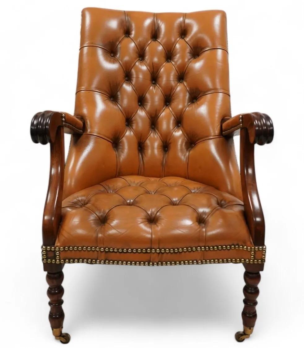 Good Georgian Style Leather Library Chair (1 of 4)
