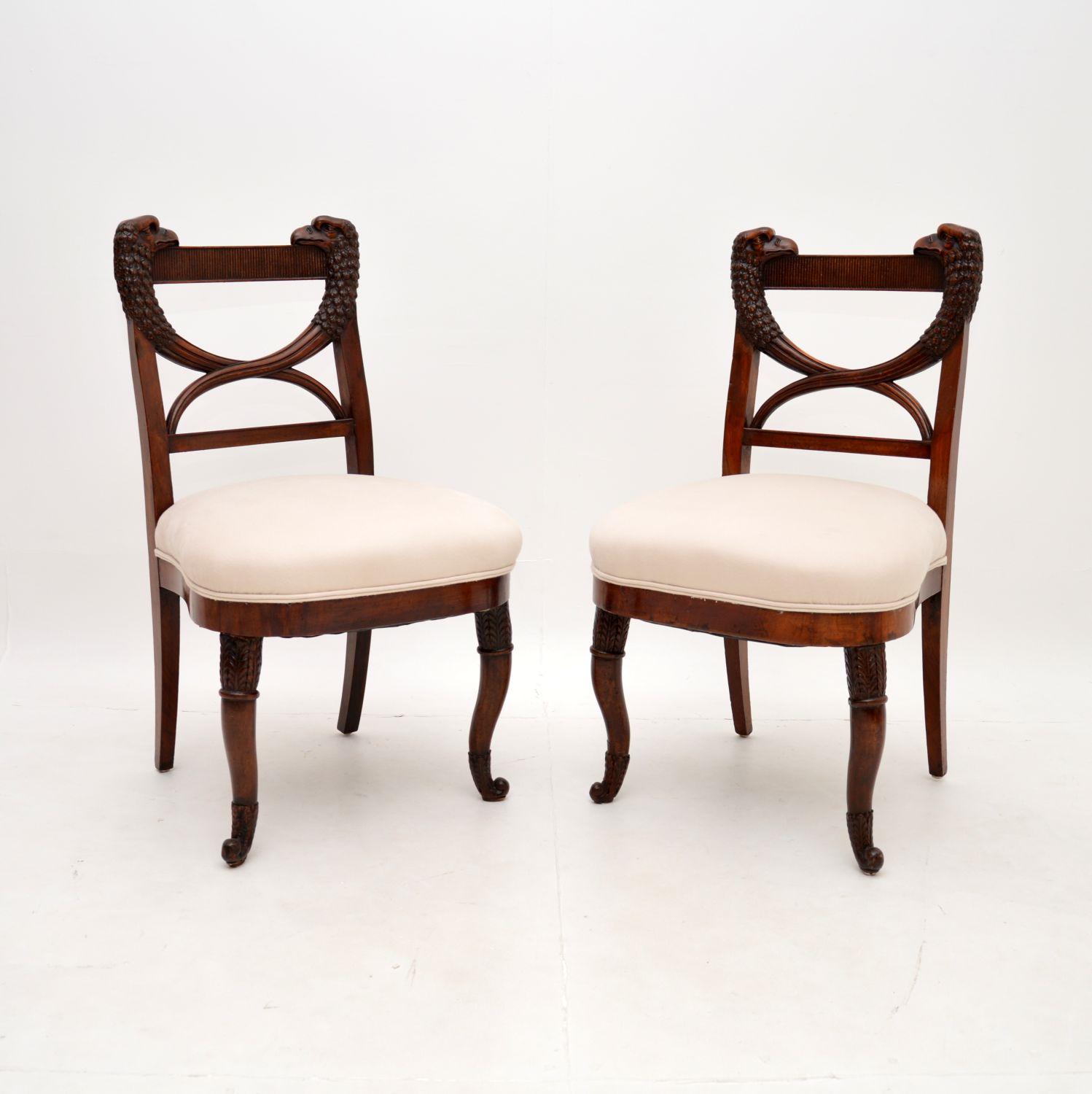 Pair of Antique Biedermeier Mahogany Side Chairs (1 of 11)