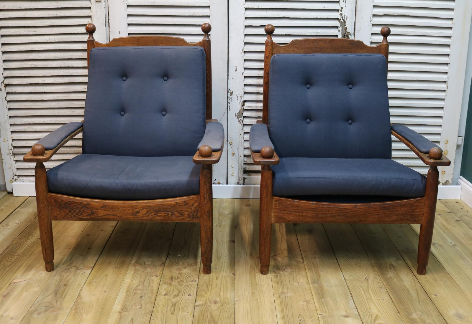 Pair Oak Armchairs in the Style of Jorge Zalszupin (1 of 4)