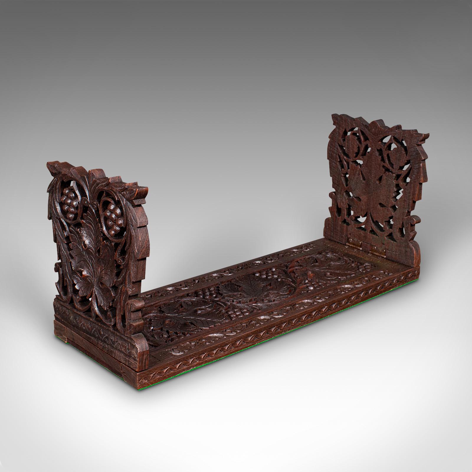 Antique Extending Book Slide, Anglo Indian, Carved Teak, Novel Rest, Victorian (1 of 11)