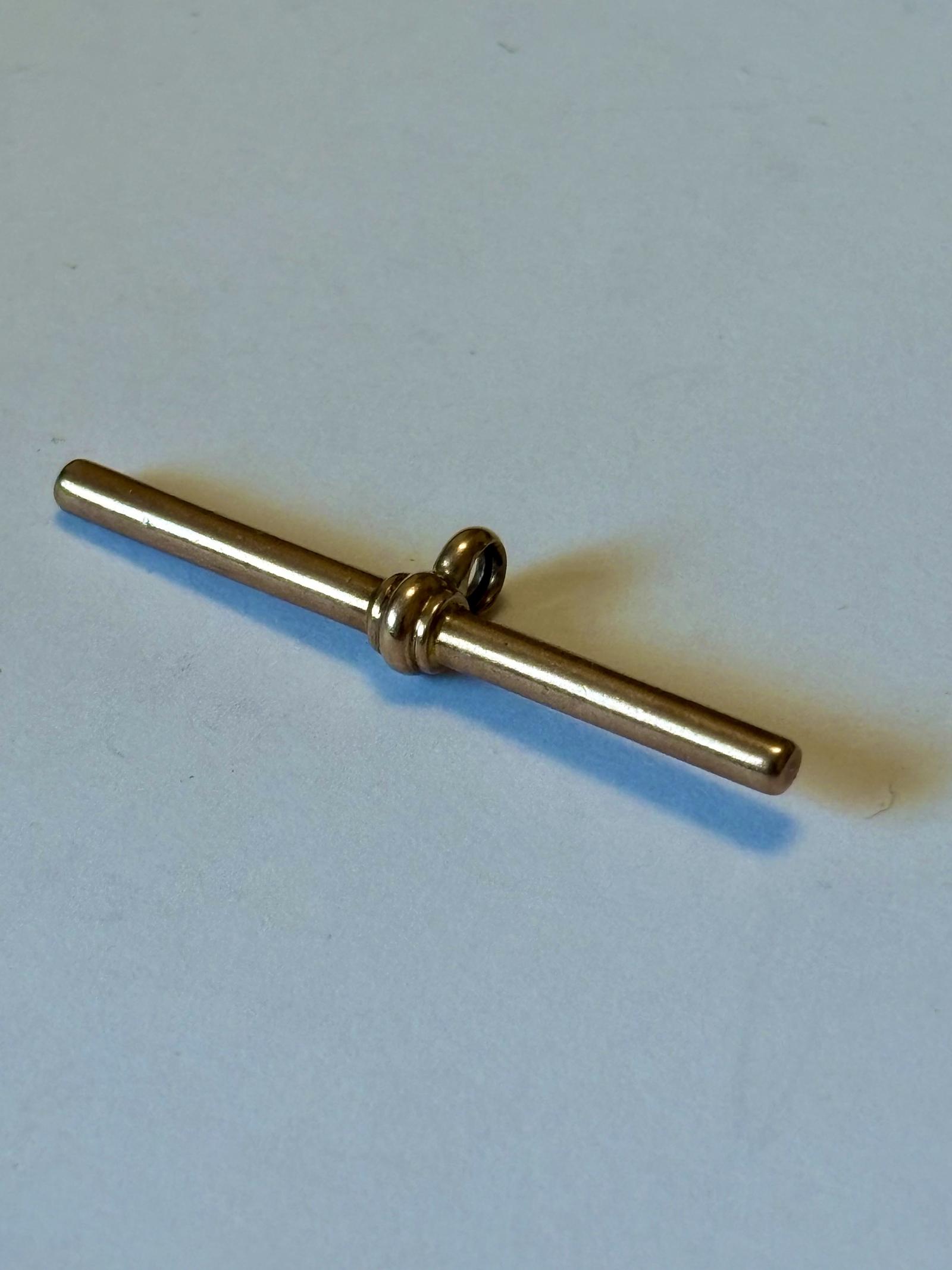 Antique Solid 9ct Rose Gold Albert T Bar Pendant Charm Maker W.J.S. (1 of 7)