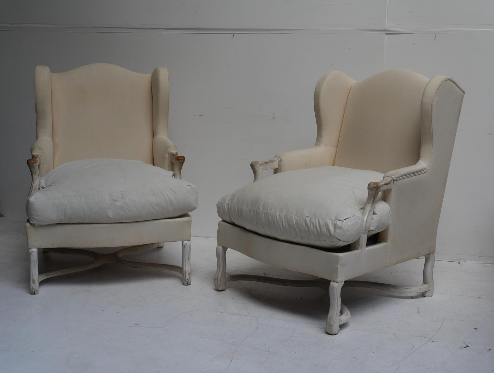 Large Pair Painted Wing Armchairs (1 of 16) Large Pair Painted Wing Armchairs (1 of 16)