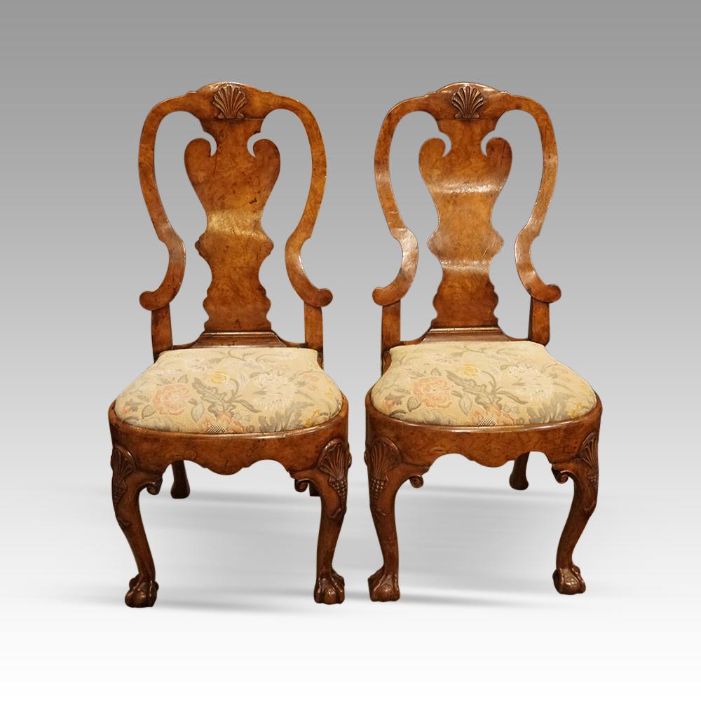 Pair of George I Walnut Style Side Chairs (1 of 11)