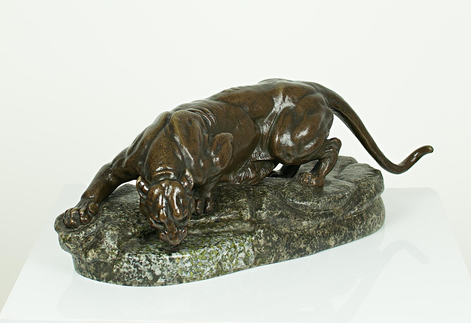 French Bronze Sculpture "Drinking Panther" by Clovis Masson (1 of 15)