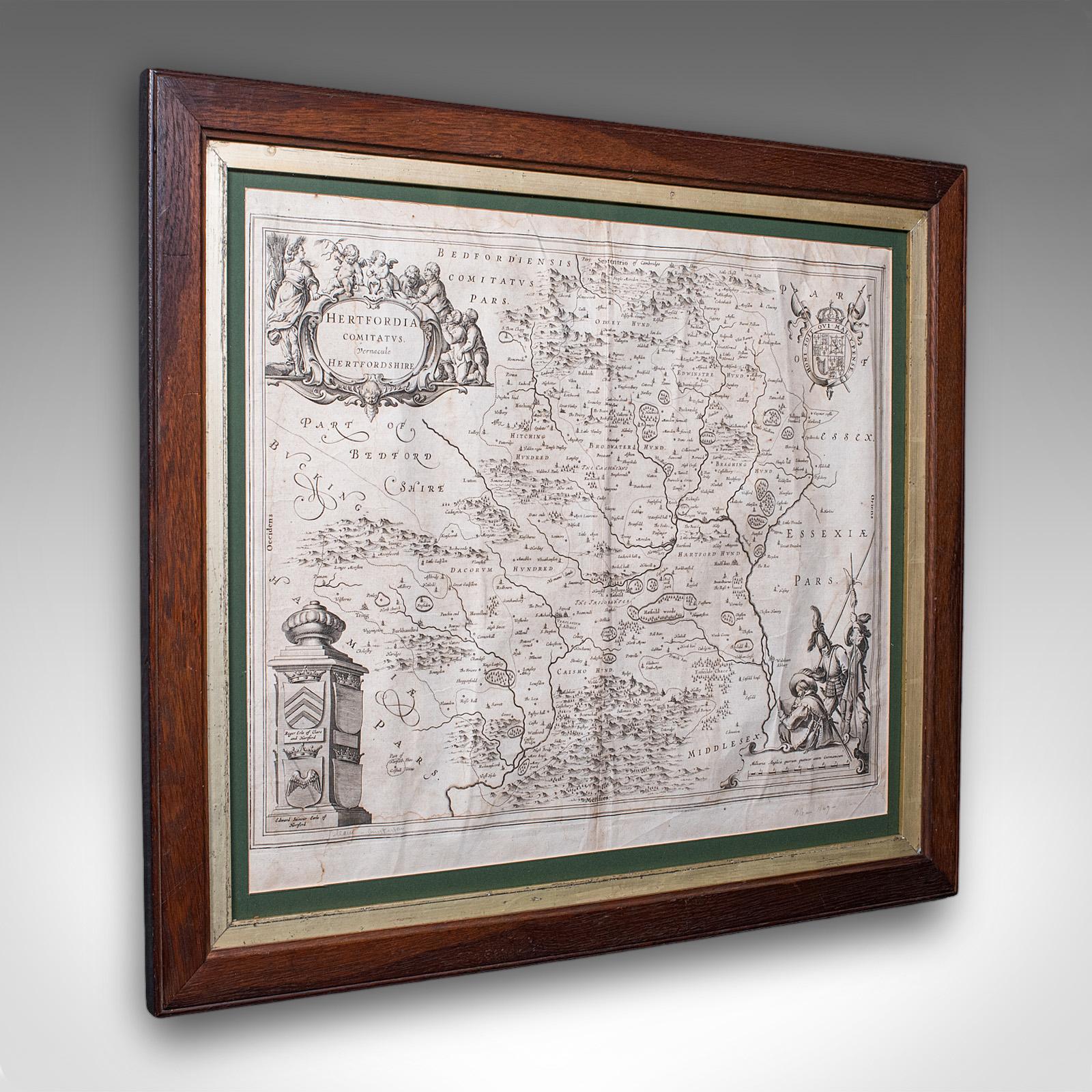 Antique County Map, Hertfordshire, Dutch, Framed Cartography, Blaeu, Carolean (1 of 12) Antique County Map, Hertfordshire, Dutch, Framed Cartography, Blaeu, Carolean (1 of 12)